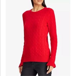 Lauren Ralph Lauren NWT Red Ruffled Cuff Sweater
